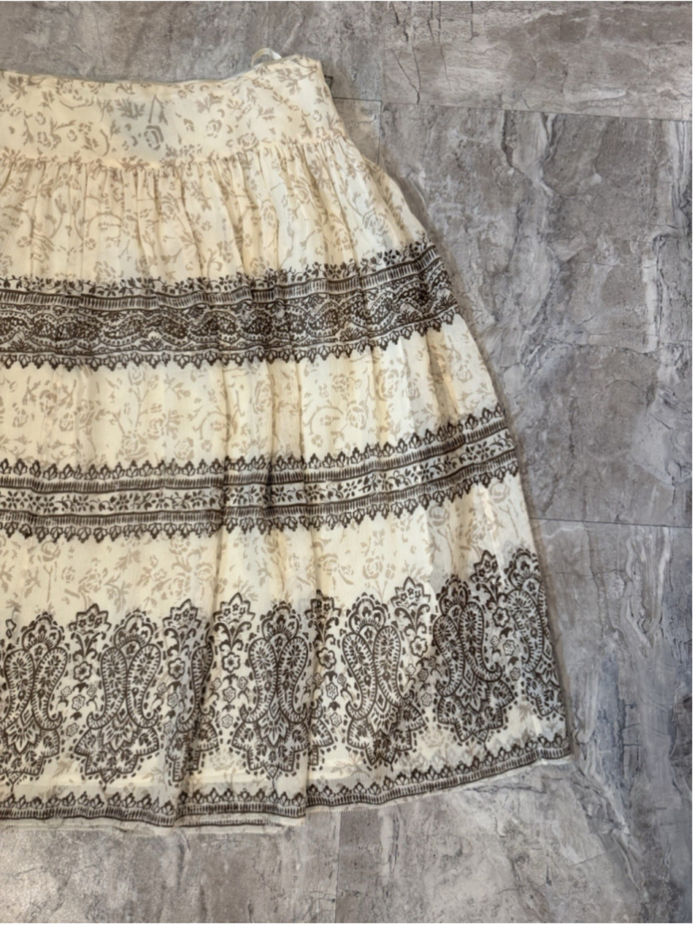 Jones New York Signature 100% Silk Paisley Western Maxi Skirt Women's Sz M